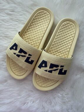 New! APL Yellow Slide Sandals with Black Logo Accent